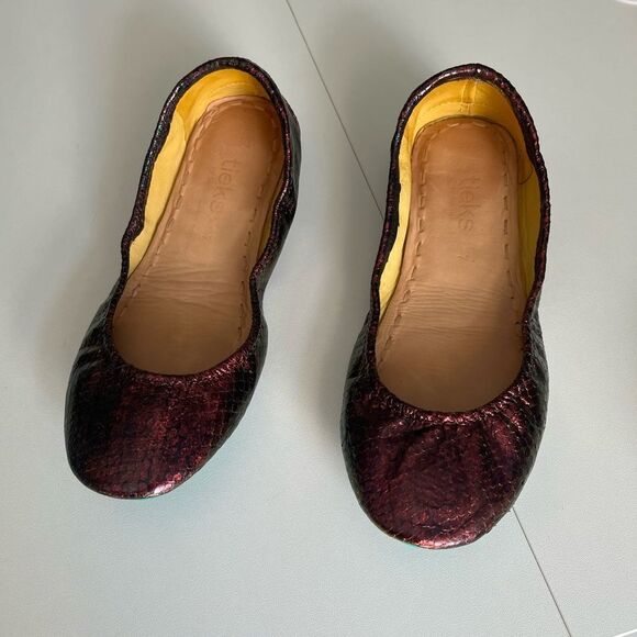 Custom Tieks Metallic Python Ballet Flats Maroon Pink Color Shift Size 7 - Picture 7 of 11